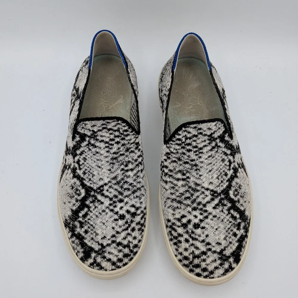 Rothys The Sneaker Womens 8 Python Snakeskin Grey Black Slip On Flat Shoes